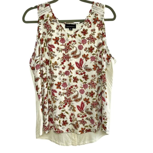 NWOT Fortune + Ivy Floral Crochet Button-Back Cream Tank Stitch Fix Size XL - Picture 1 of 12